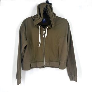 Without Walls Women's Zip-Up Drawstring Hooded‎ Jacket Olive Green Size Medium